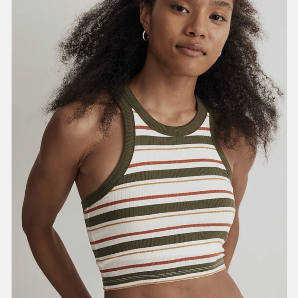 Madewell Striped Ribbed Crop Top - Picture 2 of 4